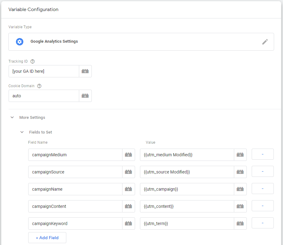 Google Analytics Settings Screenshot